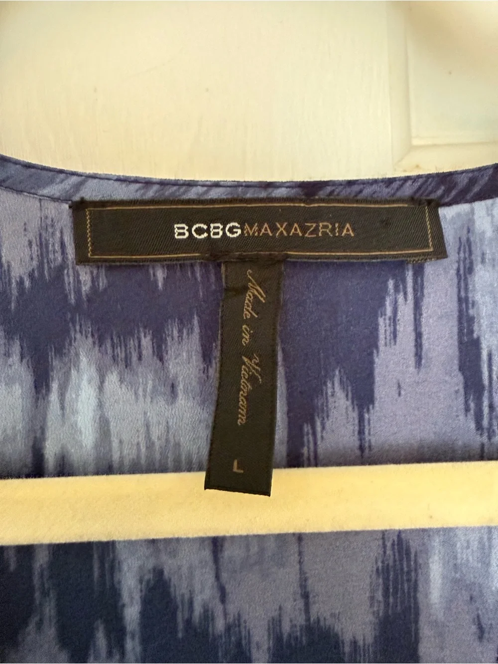 BCBGMAXAZRIA Blue Watercolor High Low Sleeveless Chiffon Dress Size L
